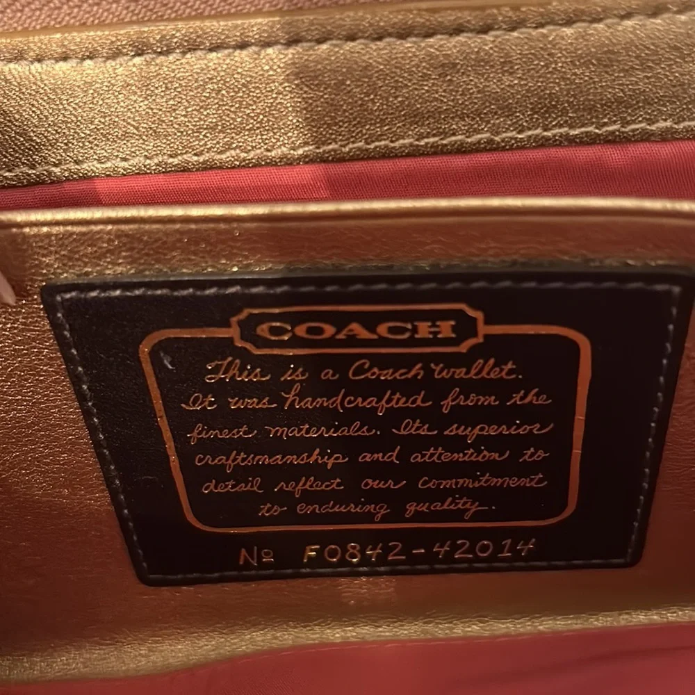 Coach Metallic Gold Signature Continental Wallet - Picture 4 of 5